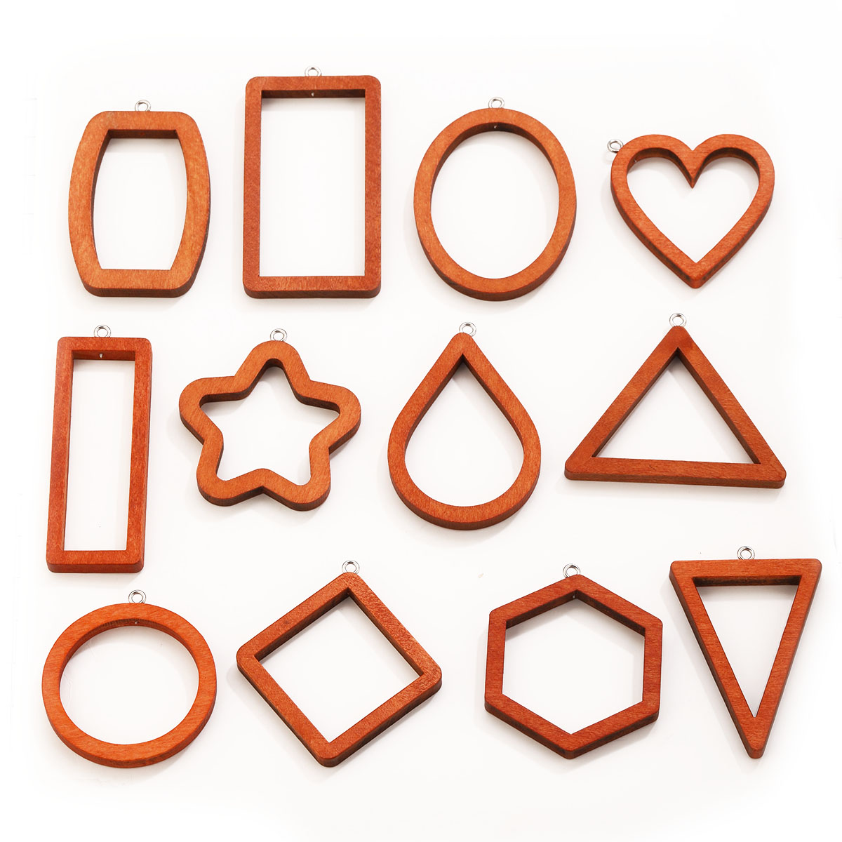 Resin Craft Projects - จี้รูปทรงเรขาคณิตไม้รูปสามเหลี่ยมและสี่เหลี่ยม 10 ชิ้น สำหรับต่างหู สร้อยข้อมือ ตัวเชื่อมต่อ
